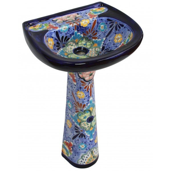 Mexican Talavera Pedestal Sink Cancun Strada